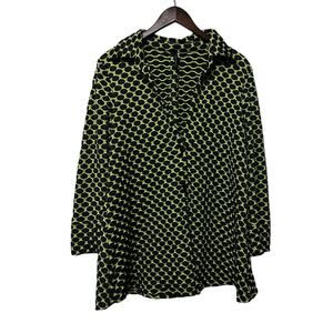 IC by Connie K Textured Swing Shirt Jacket Geometric Lagenlook Art Sz L Artsy